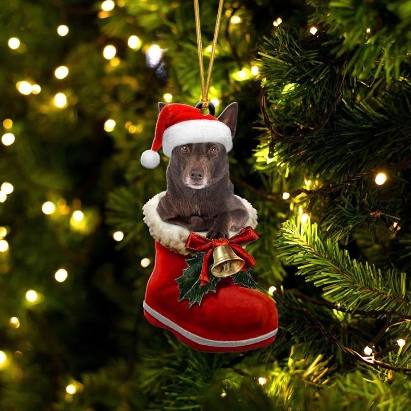 Australian Kelpie In Santa Boot Christmas Hanging Ornament SB071-Jolura