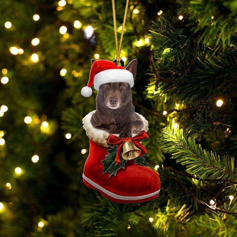 Australian Kelpie In Santa Boot Christmas Hanging Ornament SB071-Jolura