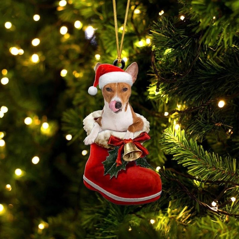 Basenji In Santa Boot Christmas Hanging Ornament SB073-Jolura