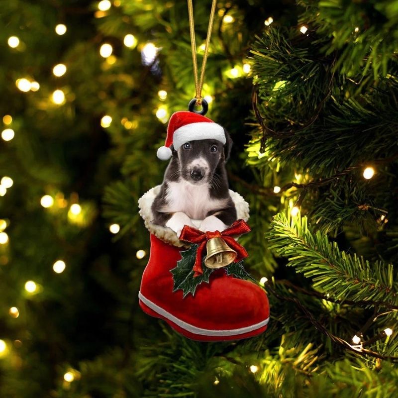 Borzoi In Santa Boot Christmas Hanging Ornament SB078-Jolura