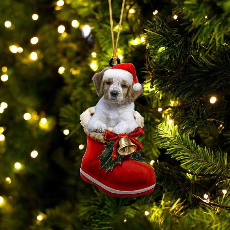 Brittany In Santa Boot Christmas Hanging Ornament SB081-Jolura