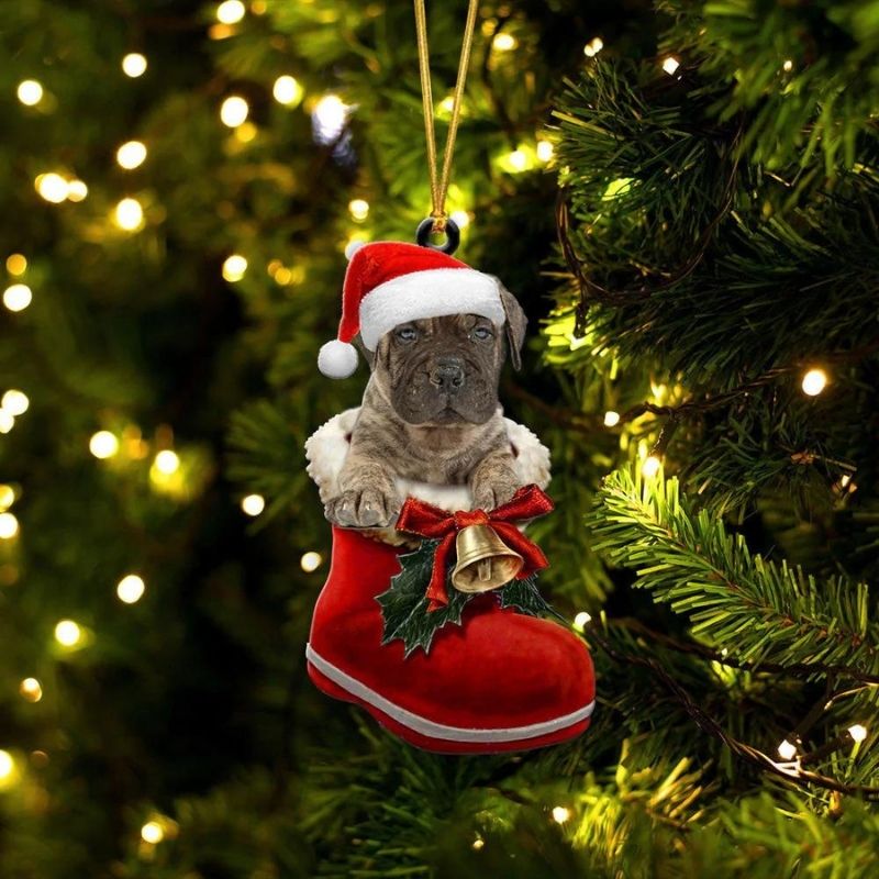 Bullmastiff In Santa Boot Christmas Hanging Ornament SB083-Jolura