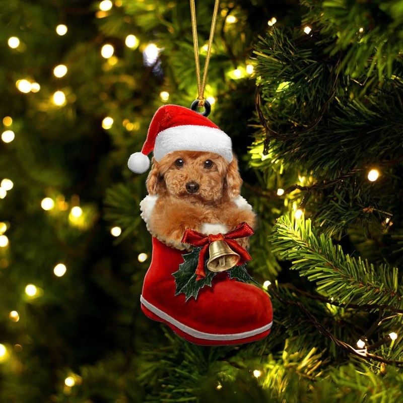 Poodle In Santa Boot Christmas Hanging Ornament SB090-Jolura