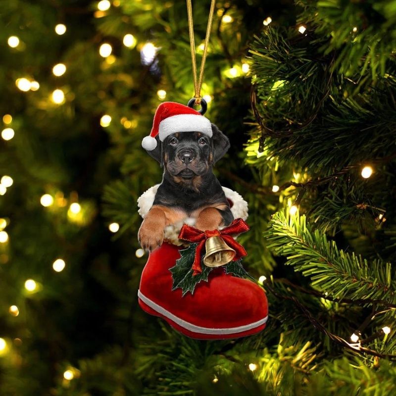 Rottweiler In Santa Boot Christmas Hanging Ornament SB091-Jolura