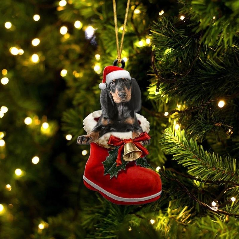 Coonhound In Santa Boot Christmas Hanging Ornament SB096-Jolura