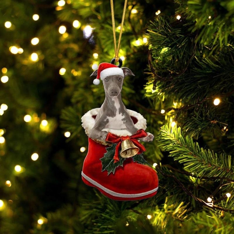 Greyhound In Santa Boot Christmas Hanging Ornament SB099-Jolura