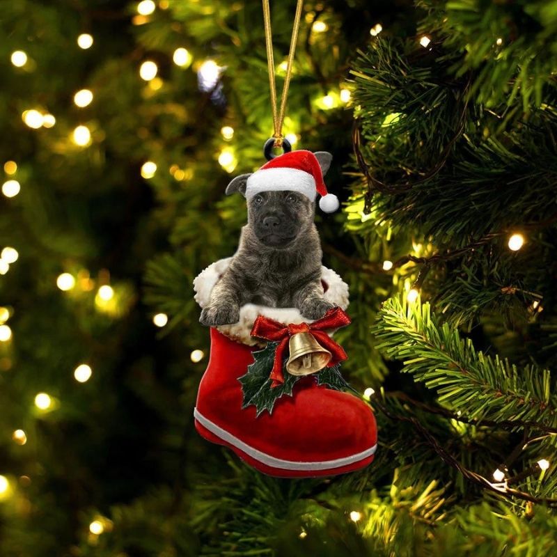 Dutch Shepherd In Santa Boot Christmas Hanging Ornament SB102-Jolura