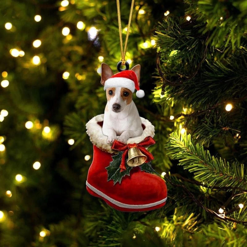 Rat Terrier In Santa Boot Christmas Hanging Ornament SB117-Jolura