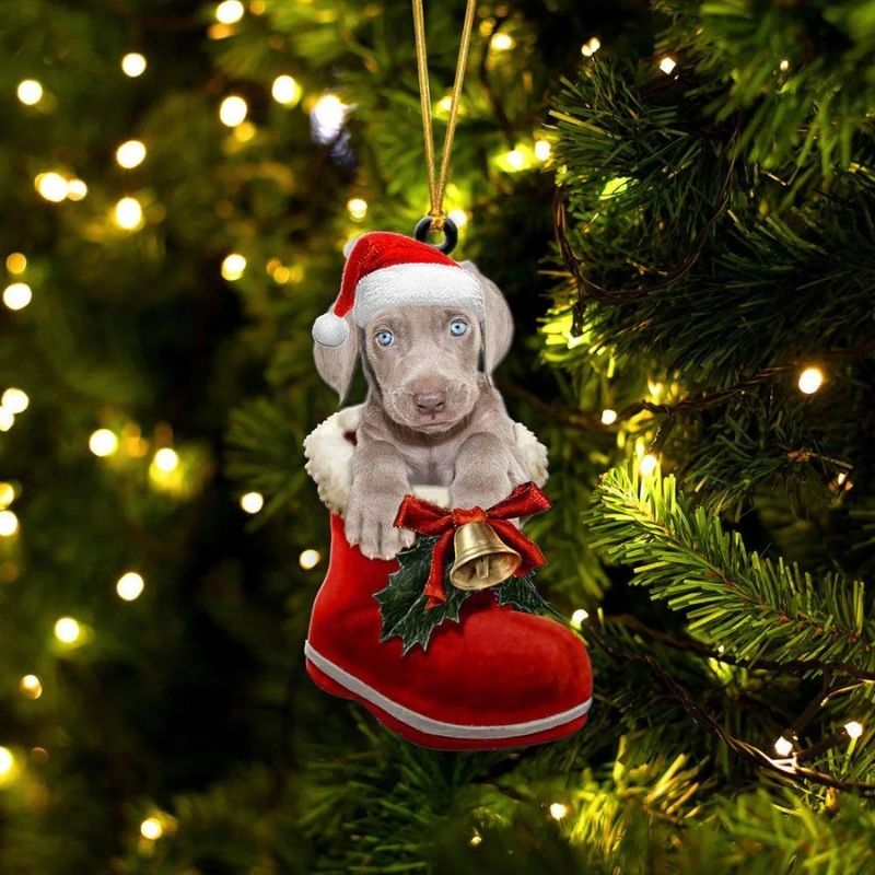 Weimaraner In Santa Boot Christmas Hanging Ornament SB123-Jolura