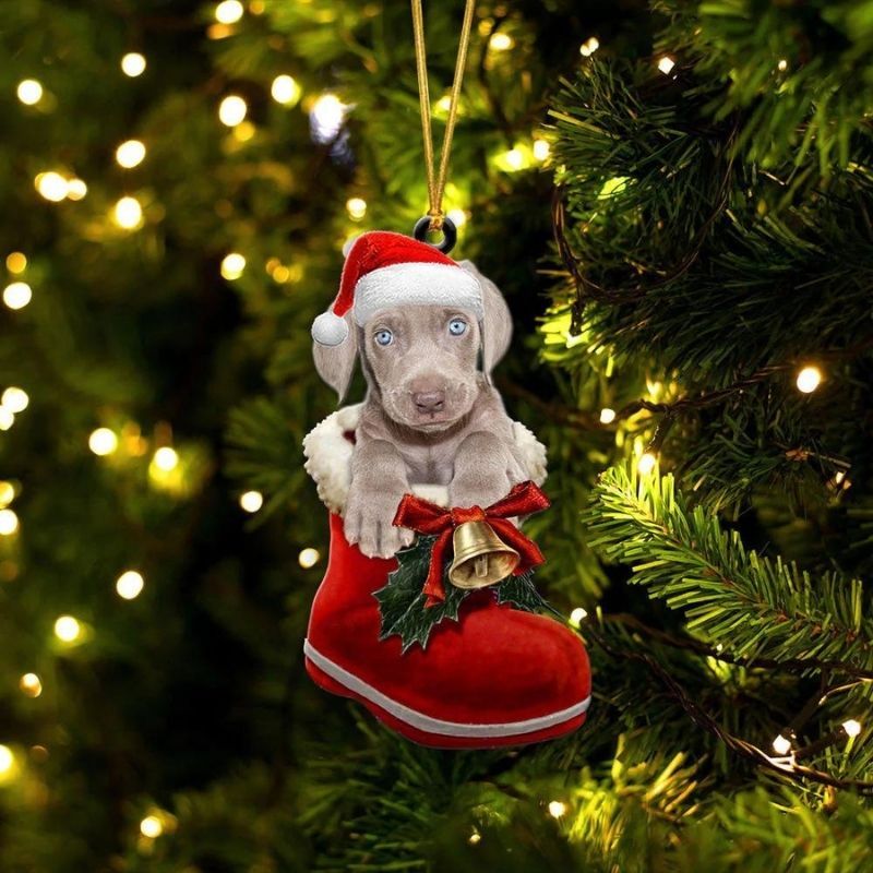 Weimaraner In Santa Boot Christmas Hanging Ornament SB123-Jolura