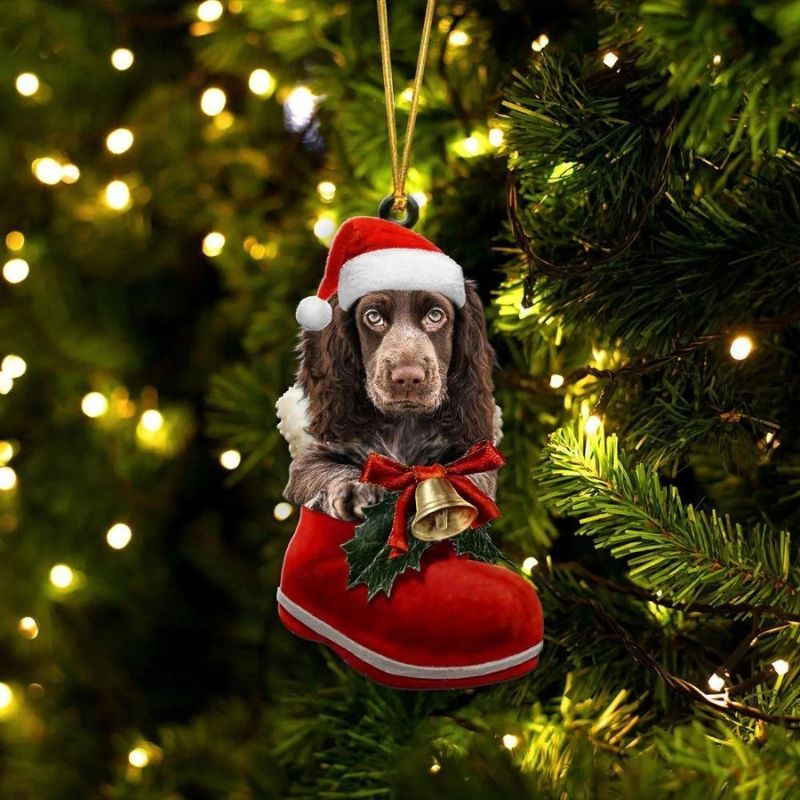 Boykin Spaniel In Santa Boot Christmas Hanging Ornament SB132-Jolura