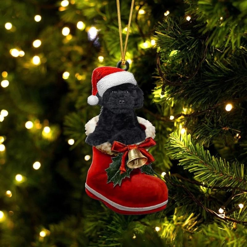 Poodle Black In Santa Boot Christmas Hanging Ornament SB137-Jolura