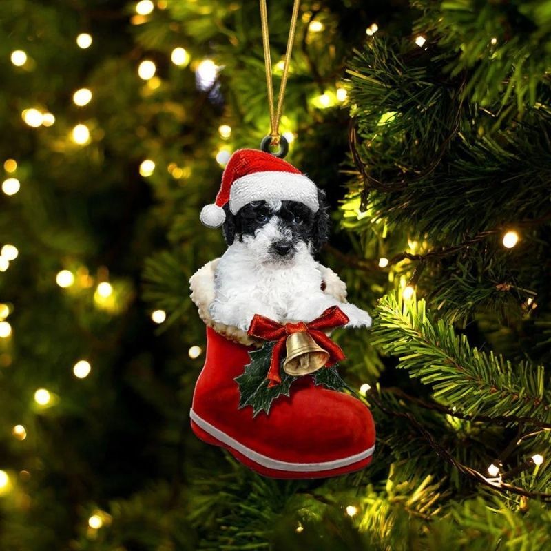 Goldendoodle Patri In Santa Boot Christmas Hanging Ornament SB139-Jolura