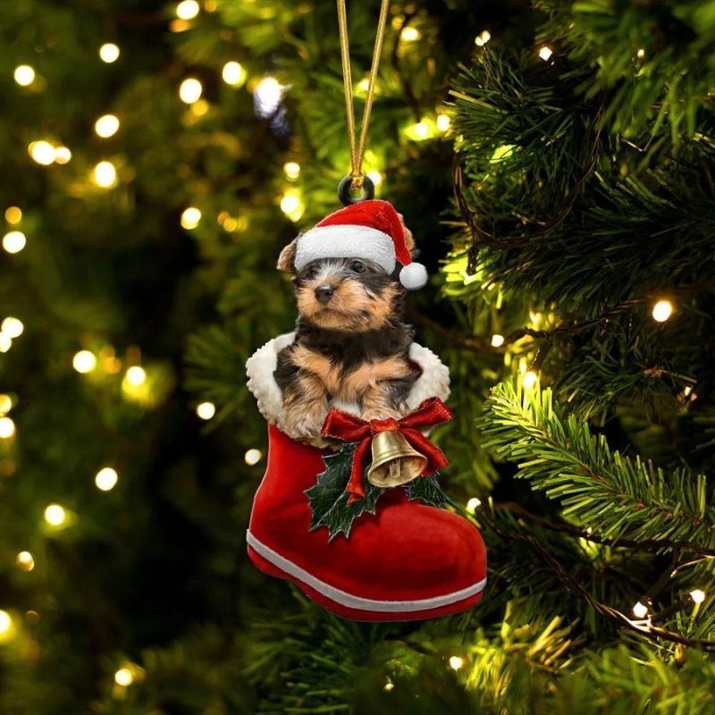 Silky Terrier In Santa Boot Christmas Hanging Ornament SB148-Jolura
