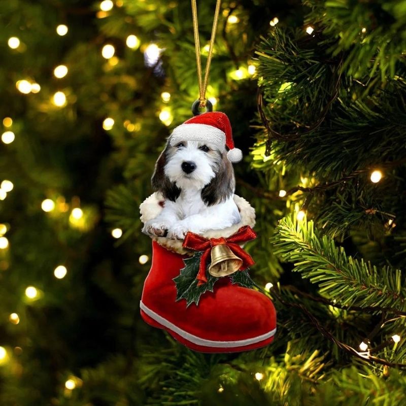 Petit Basset Griffon VendÇen In Santa Boot Christmas Hanging Ornament SB151-Jolura
