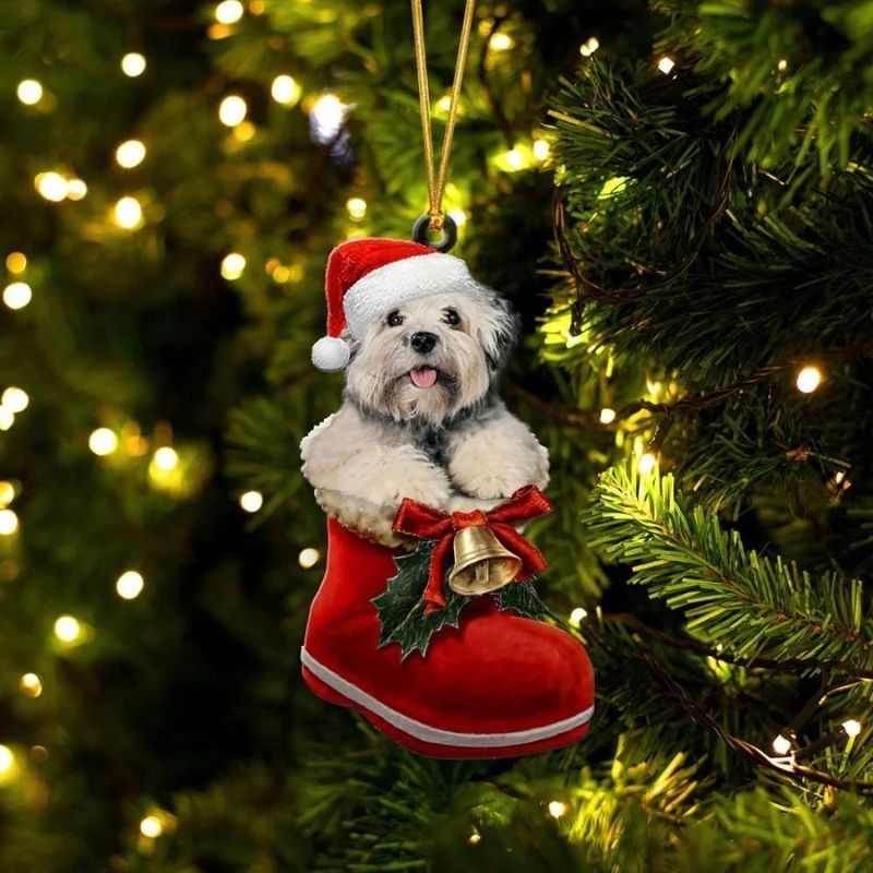 Little Lion Dog In Santa Boot Christmas Hanging Ornament SB152-Jolura
