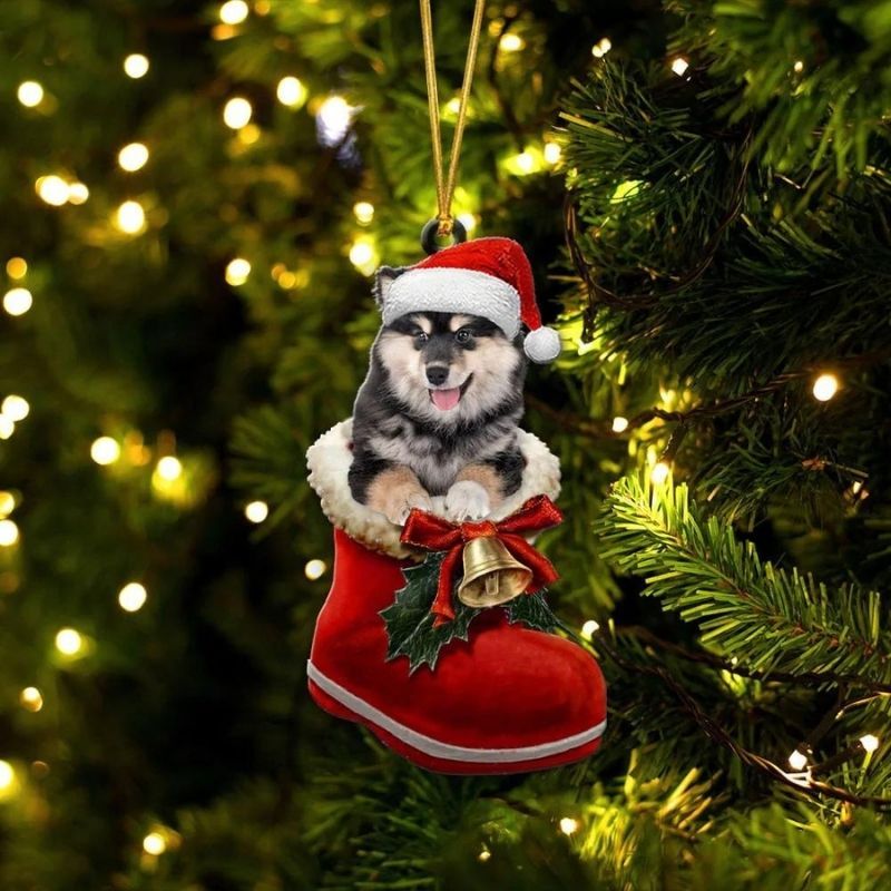 Finnish Lapphund In Santa Boot Christmas Hanging Ornament SB153-Jolura