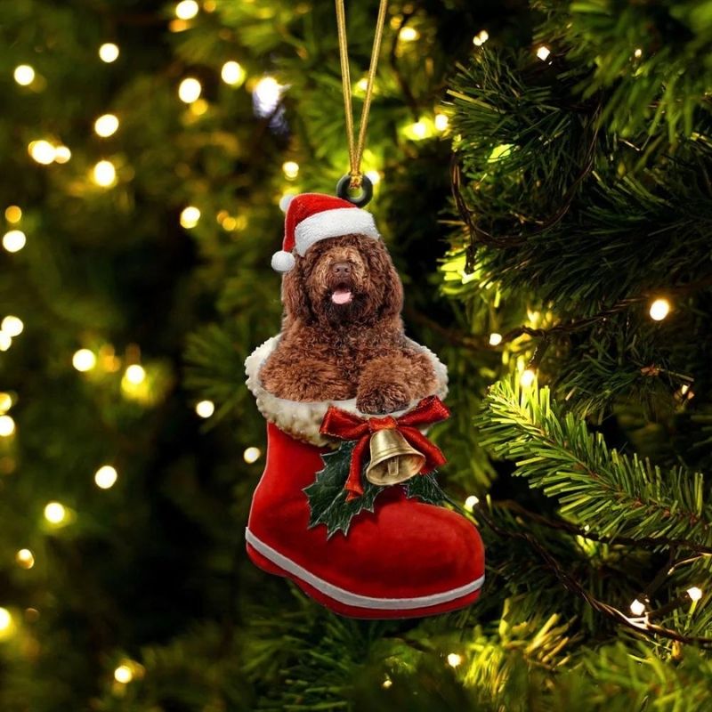 Barbet In Santa Boot Christmas Hanging Ornament SB157-Jolura