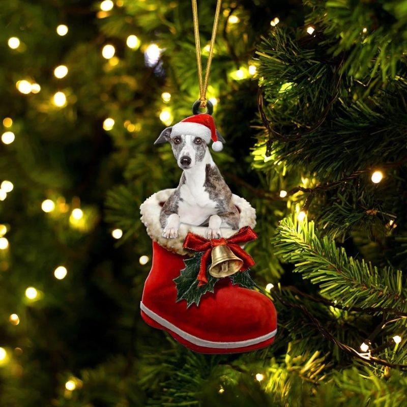 Whippet In Santa Boot Christmas Hanging Ornament SB159-Jolura