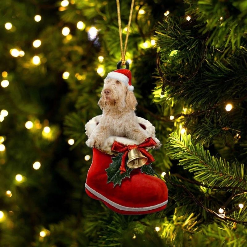 Spinone Italiano In Santa Boot Christmas Hanging Ornament SB160-Jolura