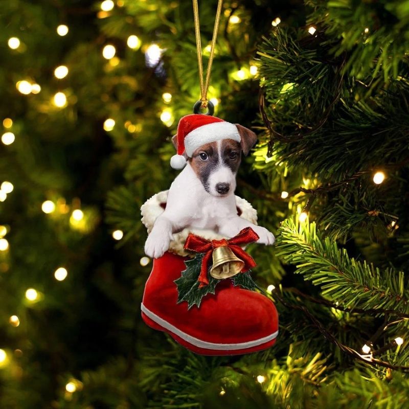 Smooth Fox Terrie In Santa Boot Christmas Hanging Ornament SB162-Jolura