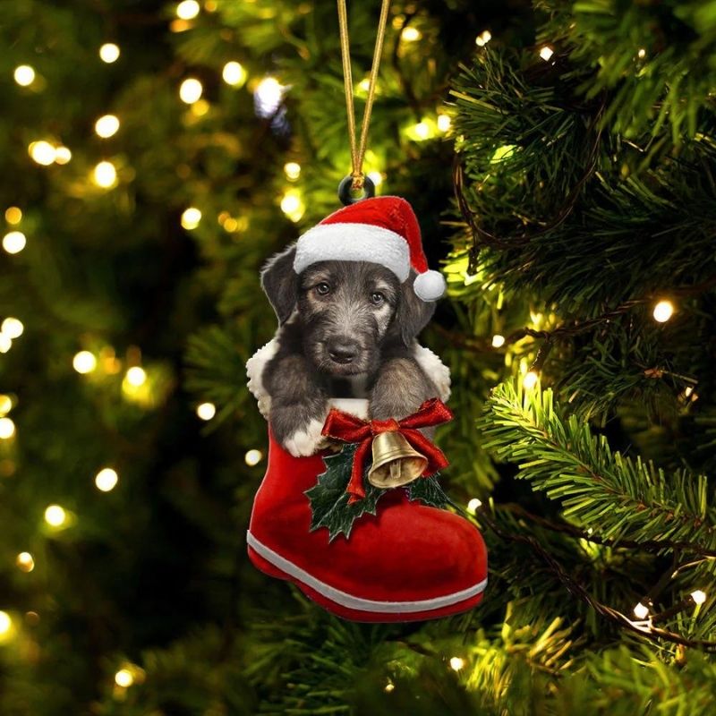Irish Wolfhound In Santa Boot Christmas Hanging Ornament SB168-Jolura