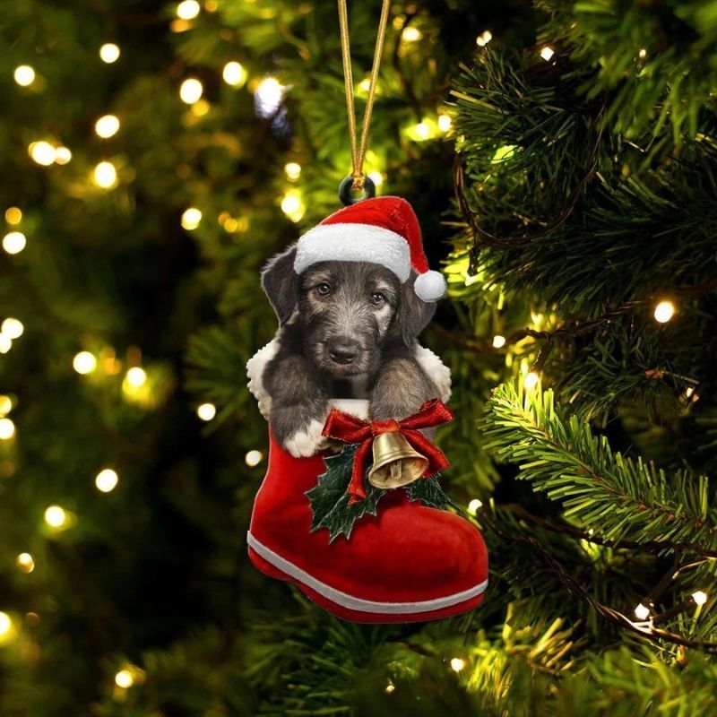Irish Wolfhound In Santa Boot Christmas Hanging Ornament SB168-Jolura