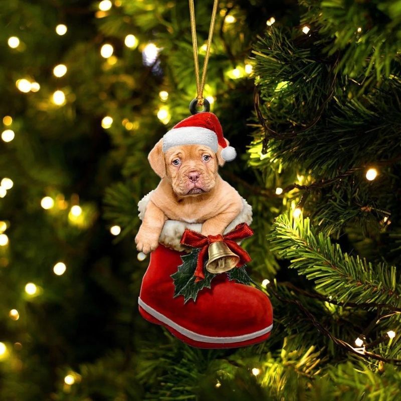 Dogue De Bordeaux In Santa Boot Christmas Hanging Ornament SB170-Jolura