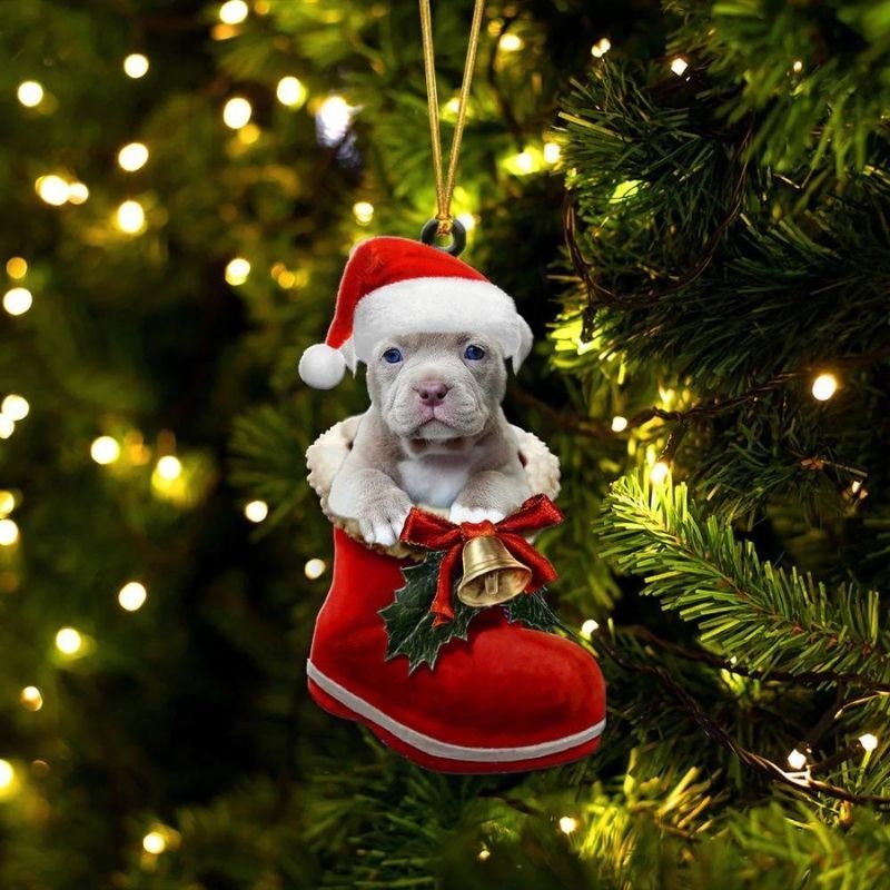 American Bully In Santa Boot Christmas Hanging Ornament SB173-Jolura