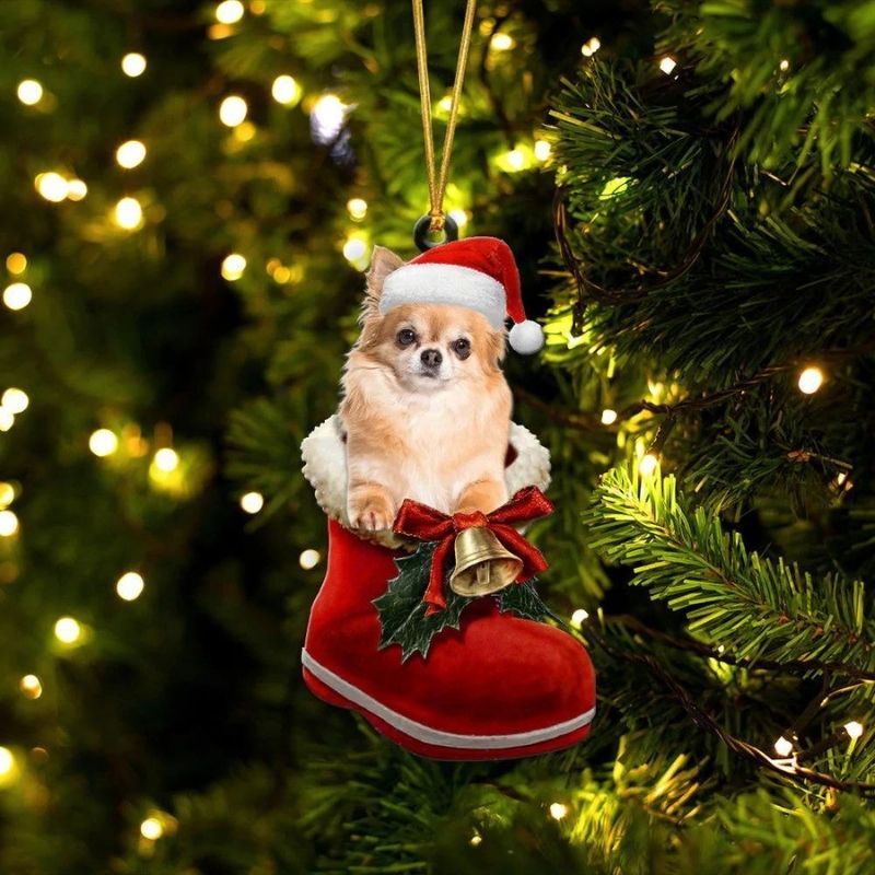 Chihuahua Red In Santa Boot Christmas Hanging Ornament SB190-Jolura