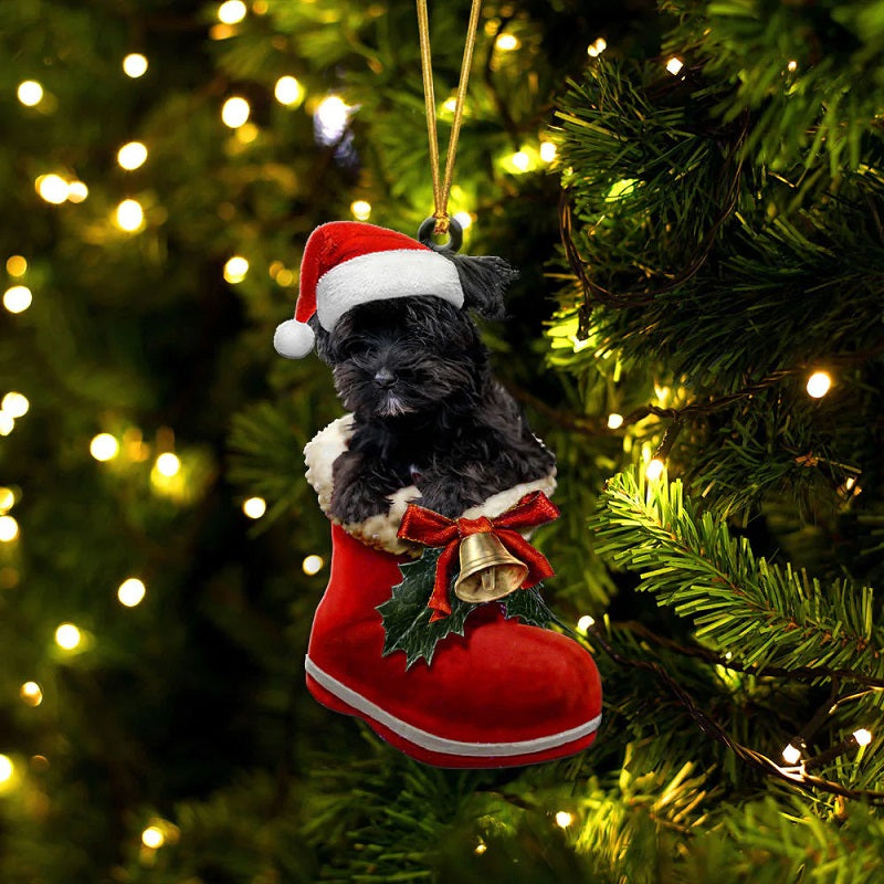Yorkshire Terrier Black In Santa Boot Christmas Hanging Ornament SB201-Jolura