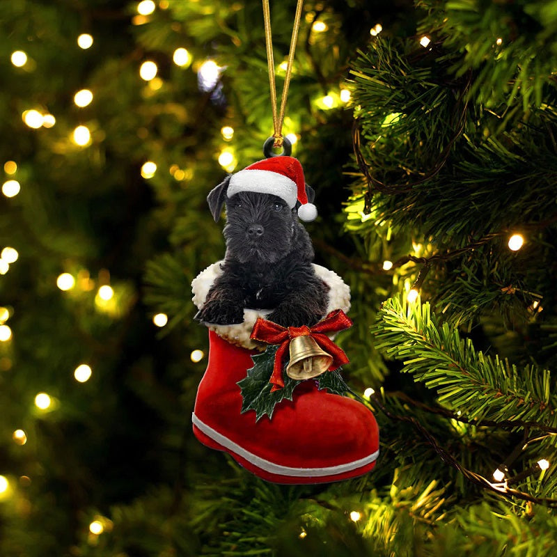 Miniature Schnauzer Color Back In Santa Boot Christmas Hanging Ornament SB204-Jolura