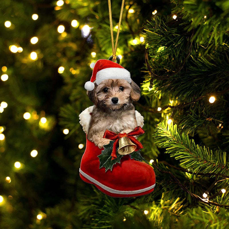 Yorkie Poo In Santa Boot Christmas Hanging Ornament SB206-Jolura