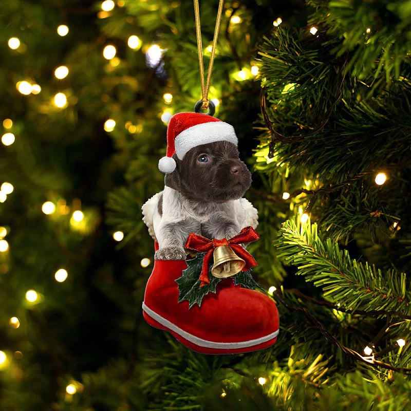 Wirehaired Pointing Griffon In Santa Boot Christmas Hanging Ornament SB208-Jolura