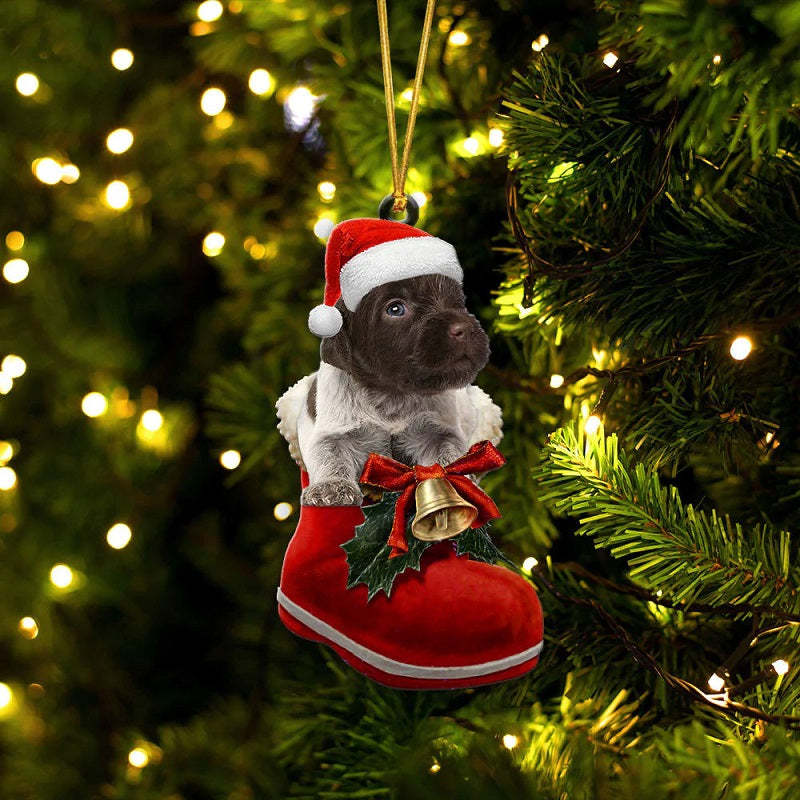 Wirehaired Pointing Griffon In Santa Boot Christmas Hanging Ornament SB208-Jolura