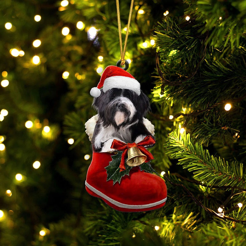 Tibetan Terrier In Santa Boot Christmas Hanging Ornament SB209-Jolura