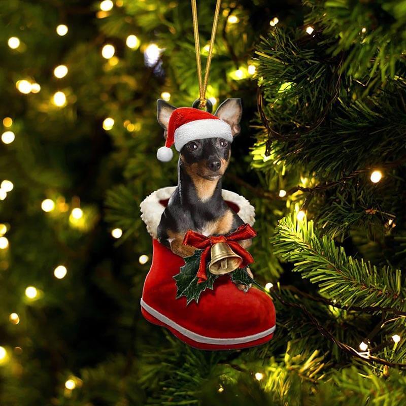 Miniature Pinscher In Santa Boot Christmas Hanging Ornament SB211-Jolura
