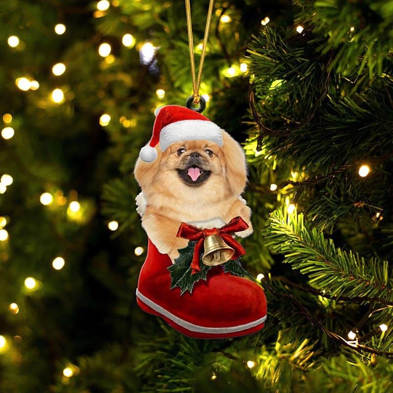 Pekingese In Santa Boot Christmas Hanging Ornament SB212-Jolura