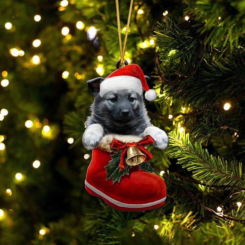 Norwegian Elkhound In Santa Boot Christmas Hanging Ornament SB214-Jolura