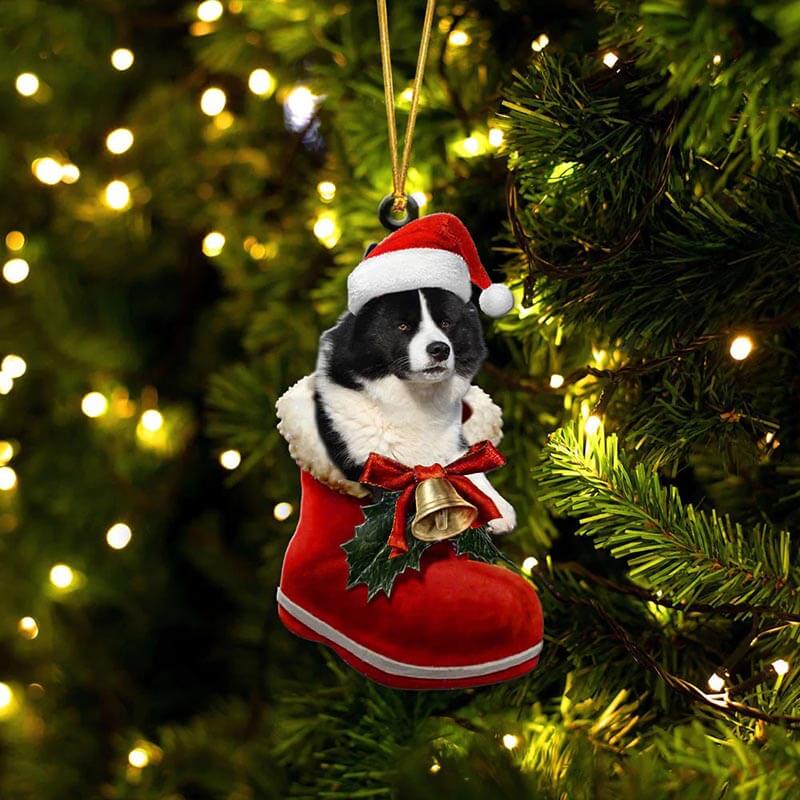Karelian Bear Dog In Santa Boot Christmas Hanging Ornament SB216-Jolura