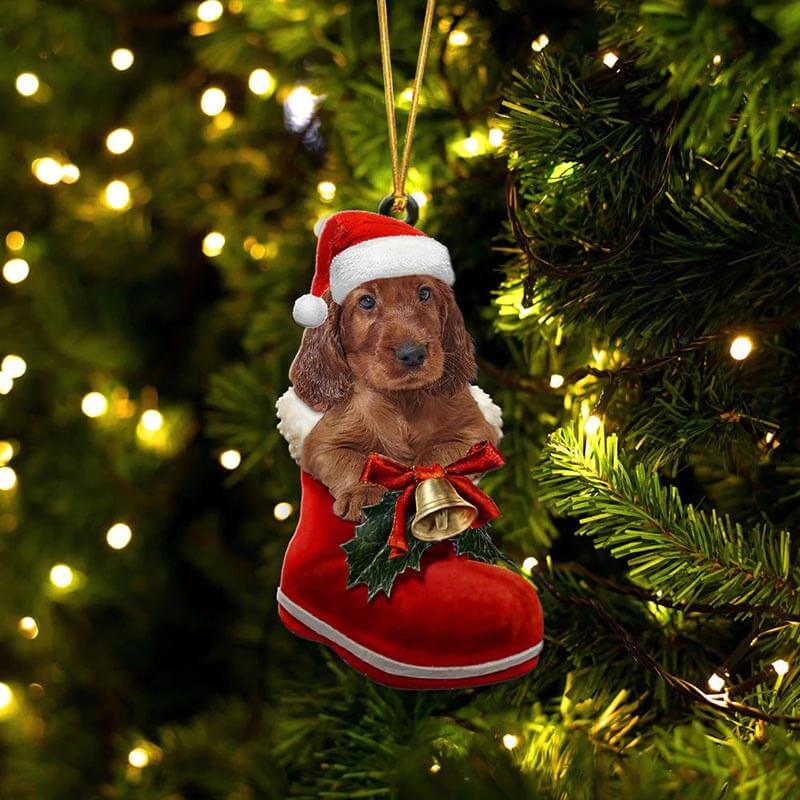 Irish Setter In Santa Boot Christmas Hanging Ornament SB217-Jolura