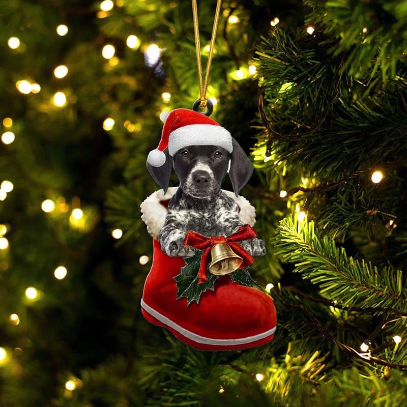 German Shorthaired Pointer In Santa Boot Christmas Hanging Ornament SB221-Jolura