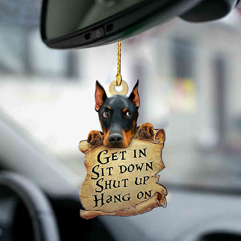Doberman Pinscher Get In Ornament GI031-Jolura