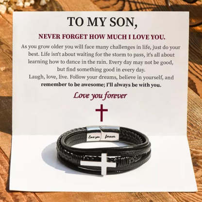 To My Son Love You Forever Cross Bracelet - Card027-Jolura