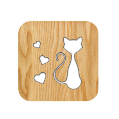 Love Cat Wooden Decorative Light-Jolura
