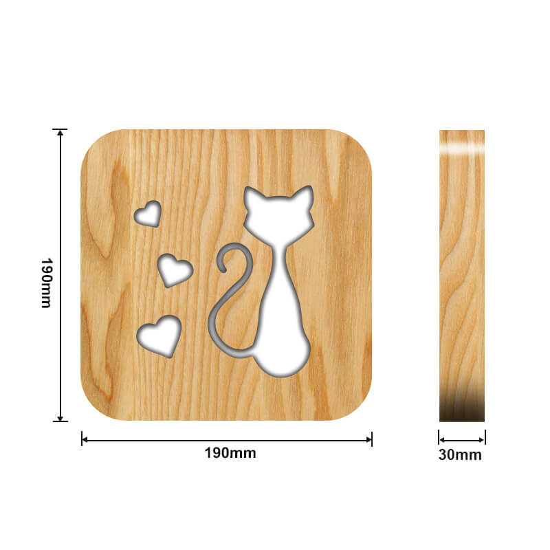 Love Cat Wooden Decorative Light-Jolura