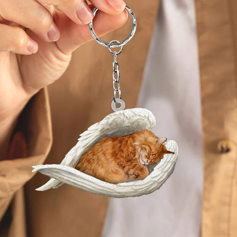 Sleeping Angel Acrylic Keychain Maine Coon Cat SA117-Jolura