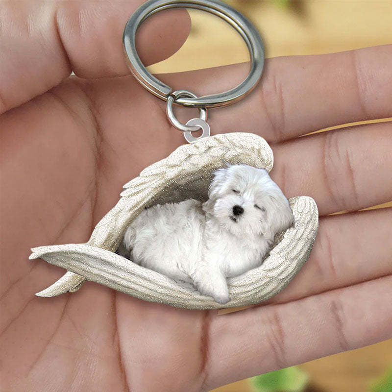 Sleeping Angel Acrylic Keychain Maltese SA018-Jolura