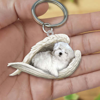 Sleeping Angel Acrylic Keychain Maltese SA018-Jolura