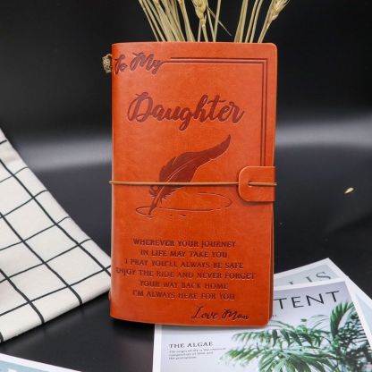 Mom To Daughter - Enjoy The Ride - Engraved Leather Journal Notebook-Jolura